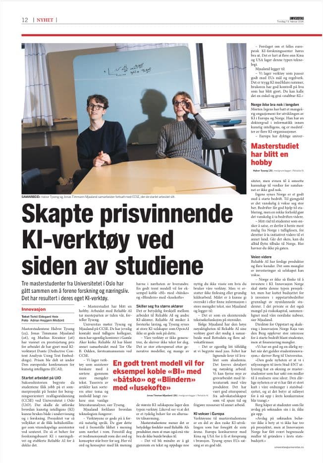 Reliable AI i media: Universitas og Digital Norway