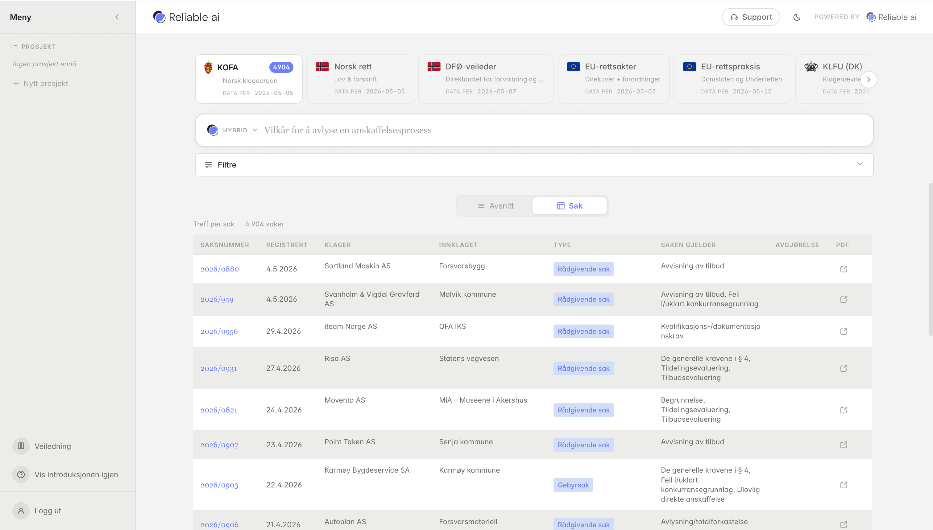 Presedens — Procurement law search interface